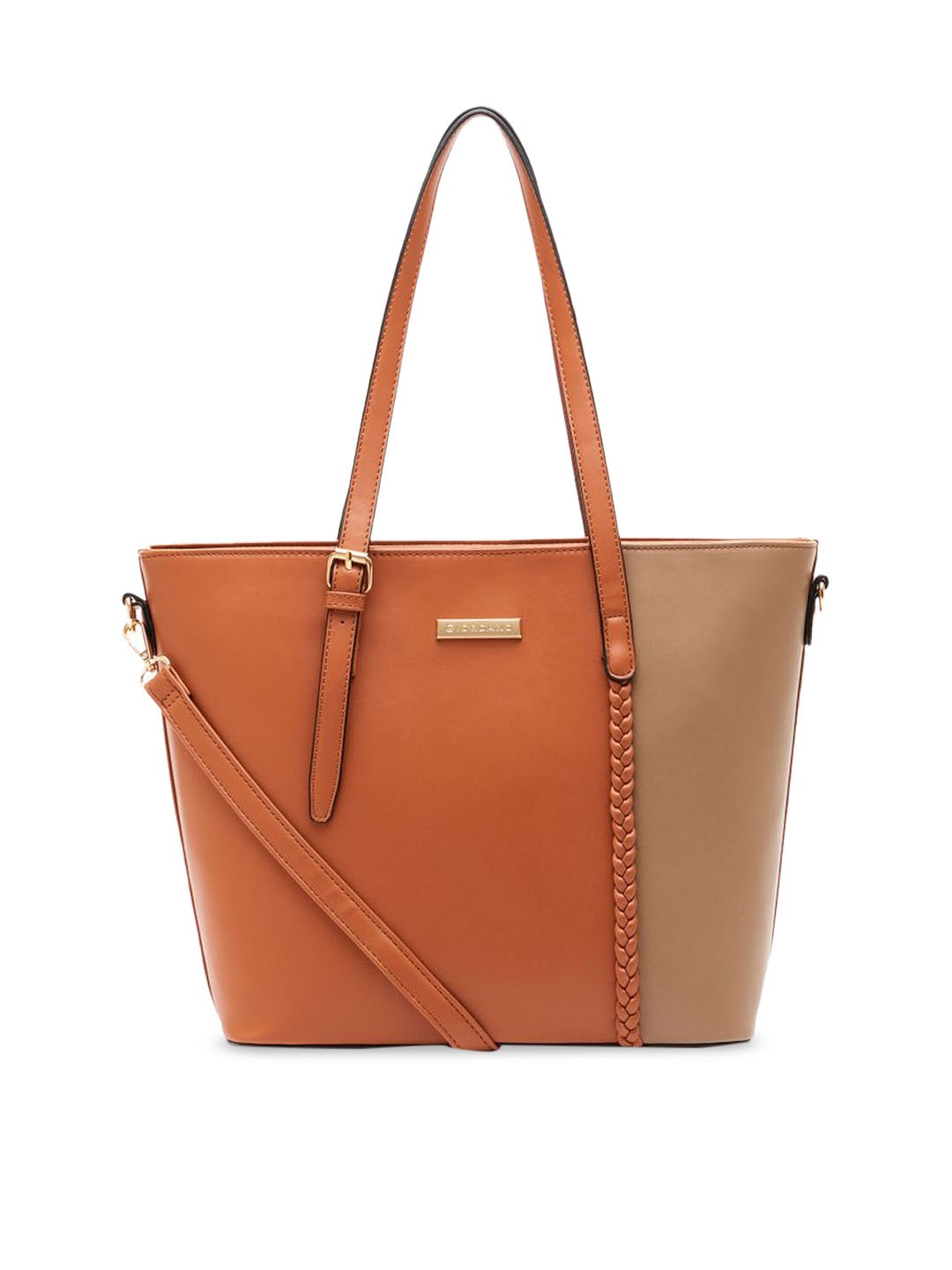 GIORDANO Orange & Beige Colourblocked Shoulder Bag