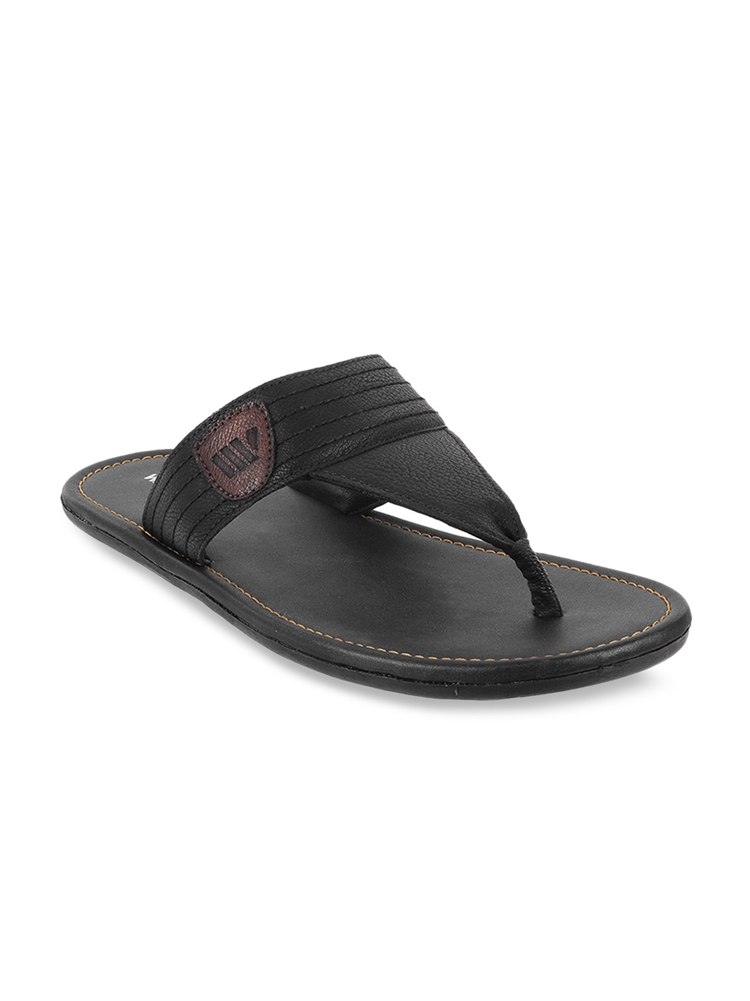 

WALKWAY by Metro Men Black & Brown Colourblocked Comfort Sandals