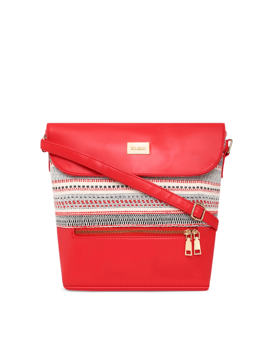 

KLEIO Red Jacquard & PU Coated Sling Bag