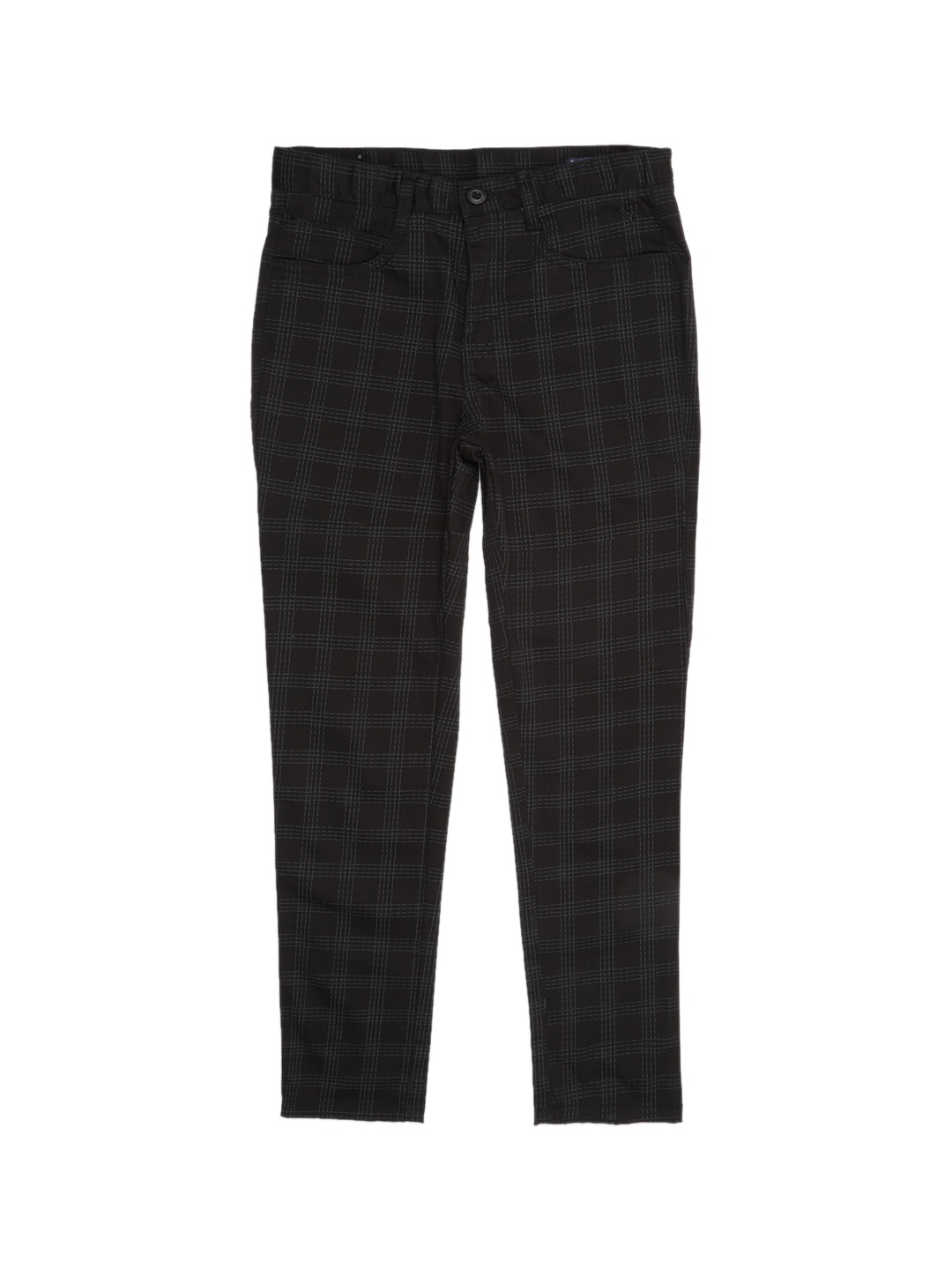 

Allen Solly Junior Boys Black Regular Fit Checked Regular Trousers
