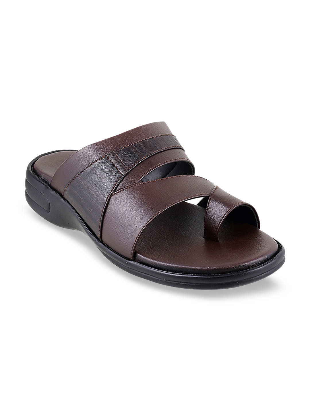

WALKWAY by Metro Men Brown & Black Colourblocked Comfort Sandals