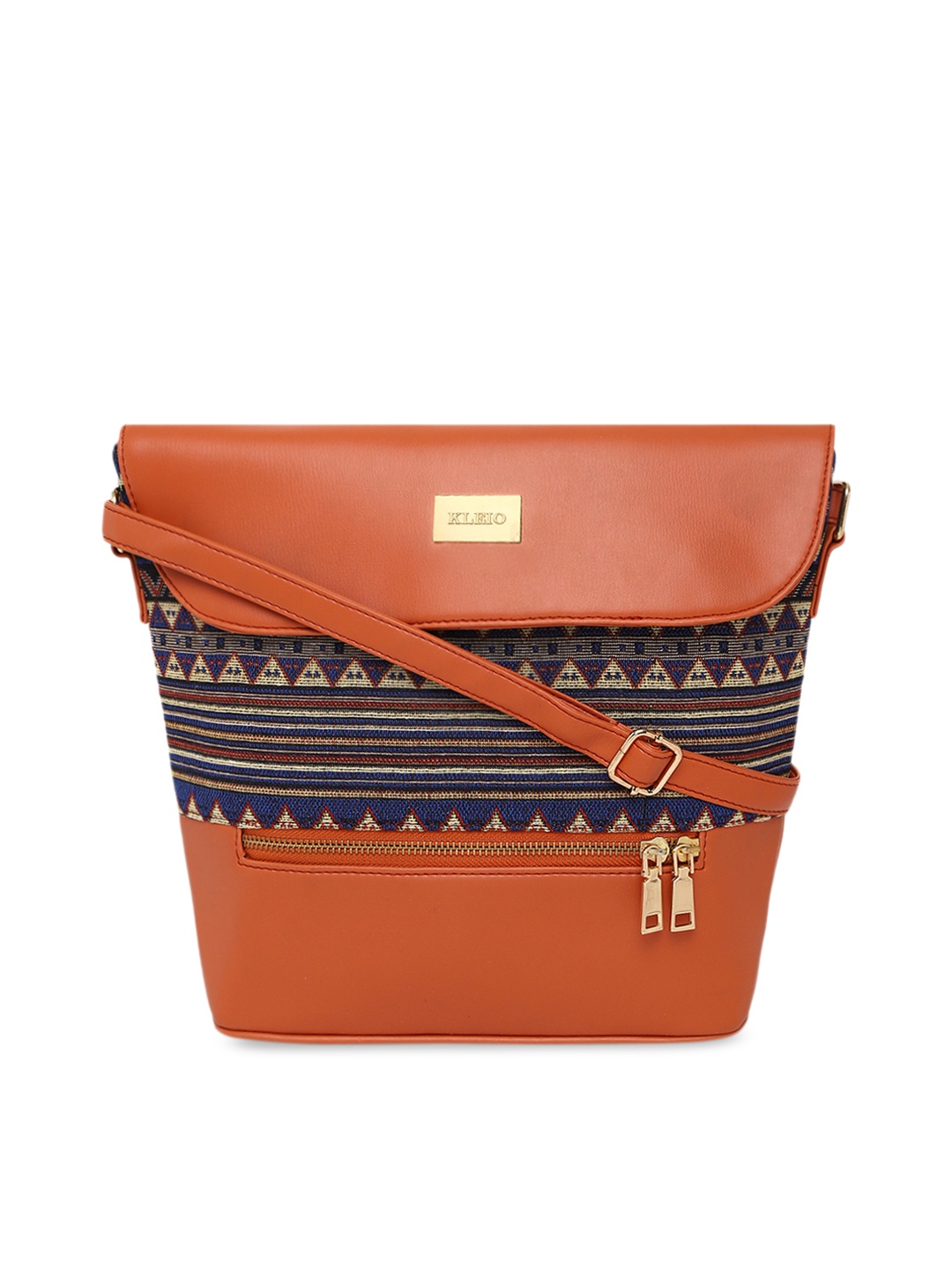 

KLEIO Tan Jacquard & PU Coated Sling Bag