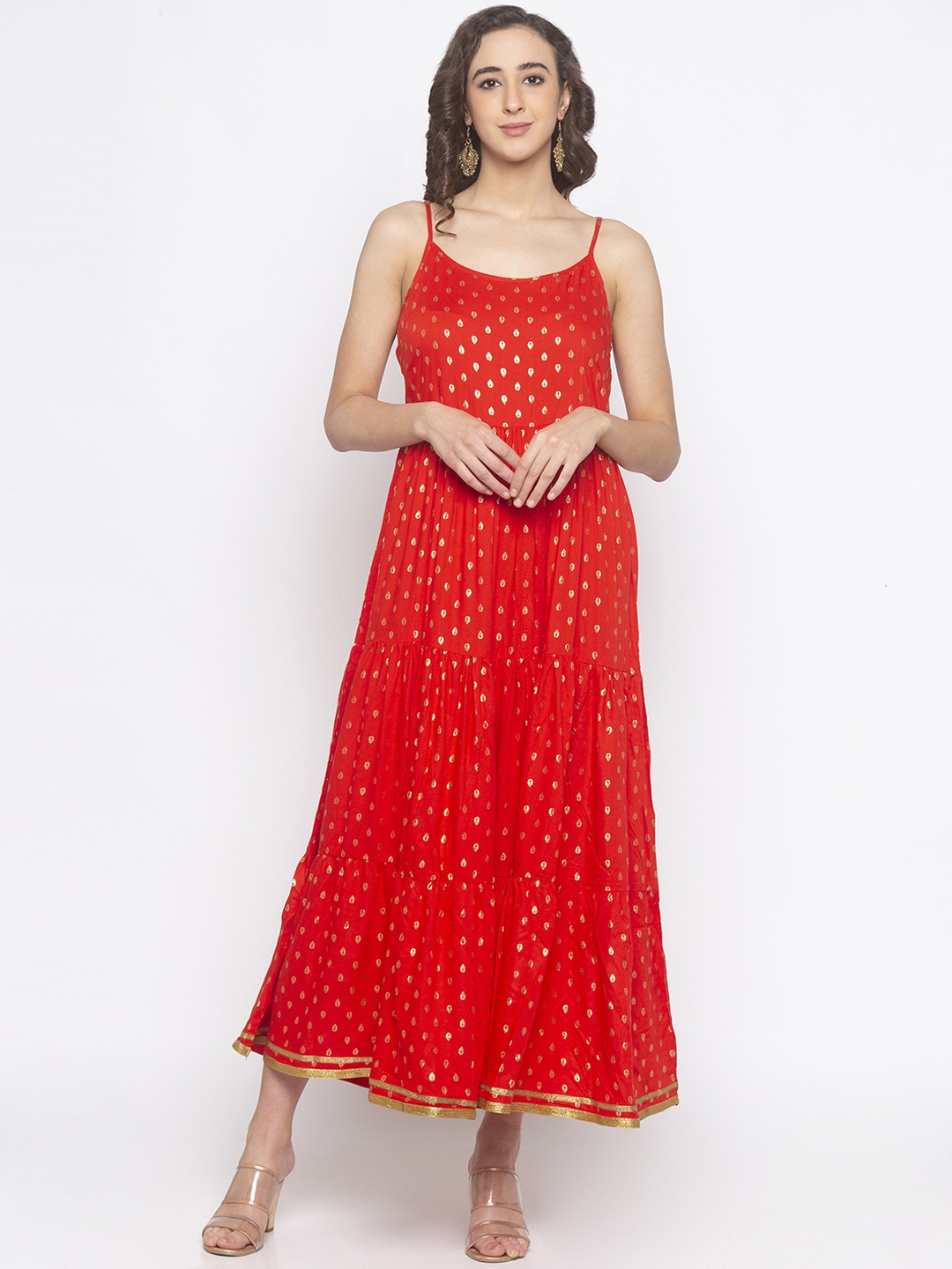 

Globus Women Red Printed Maxi Dress