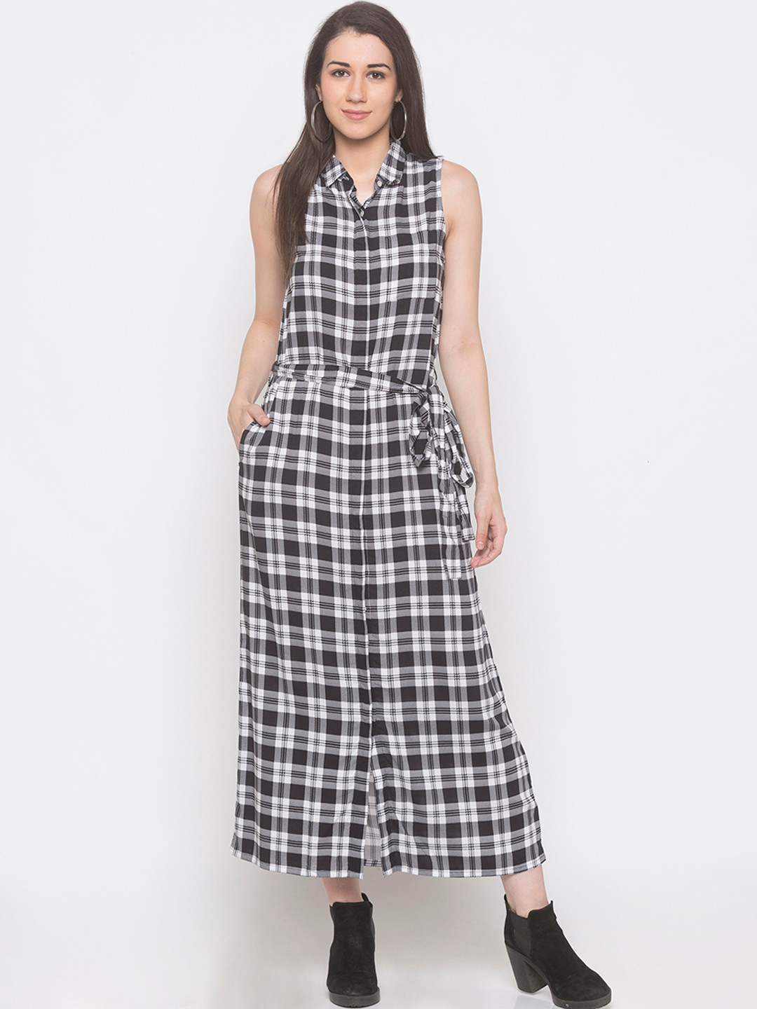 

Globus Women Black Checked Maxi Dress