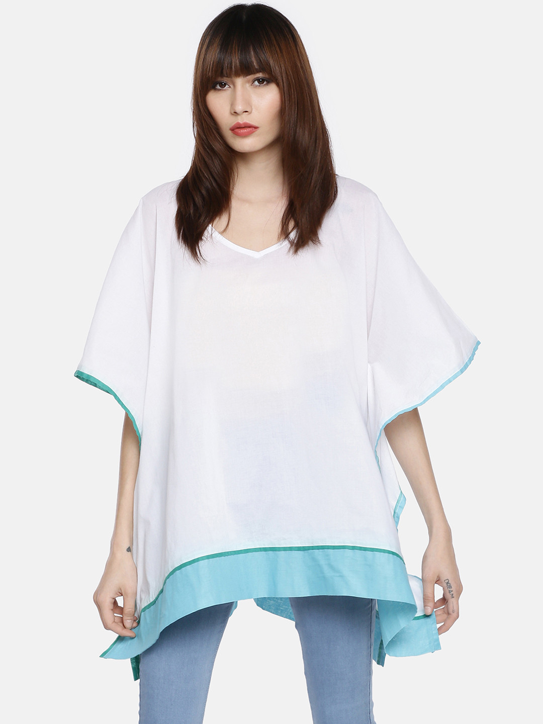 

GRASS by Gitika Goyal Women White Solid Kaftan Top