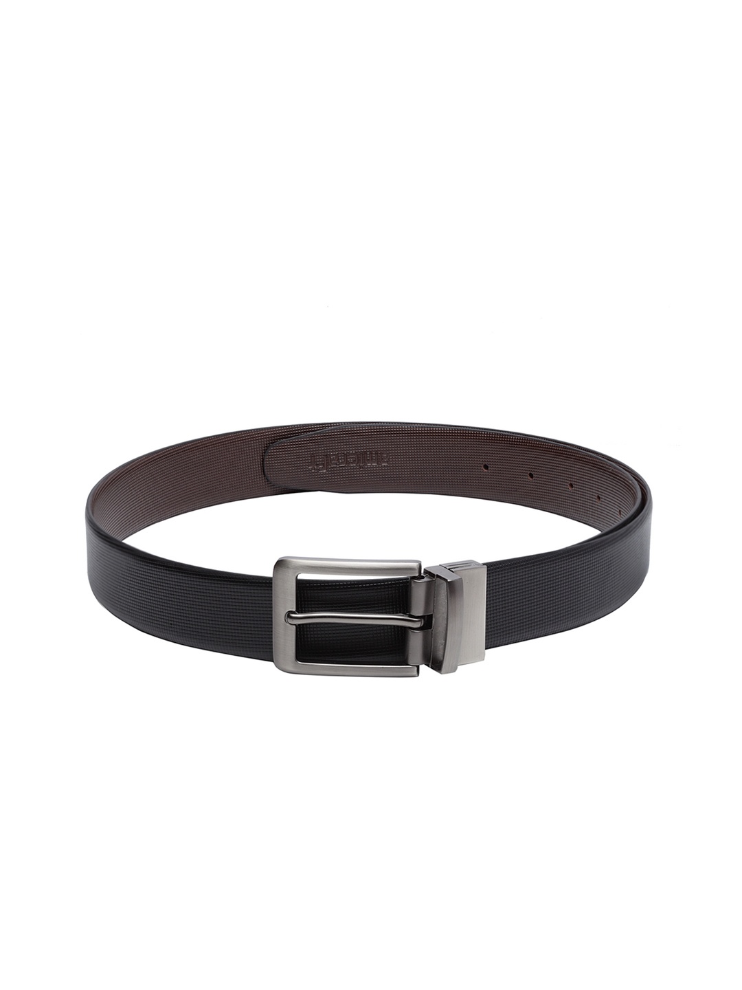 

amicraft Men Black & Coffee Brown Textured Leather Reversible Belt