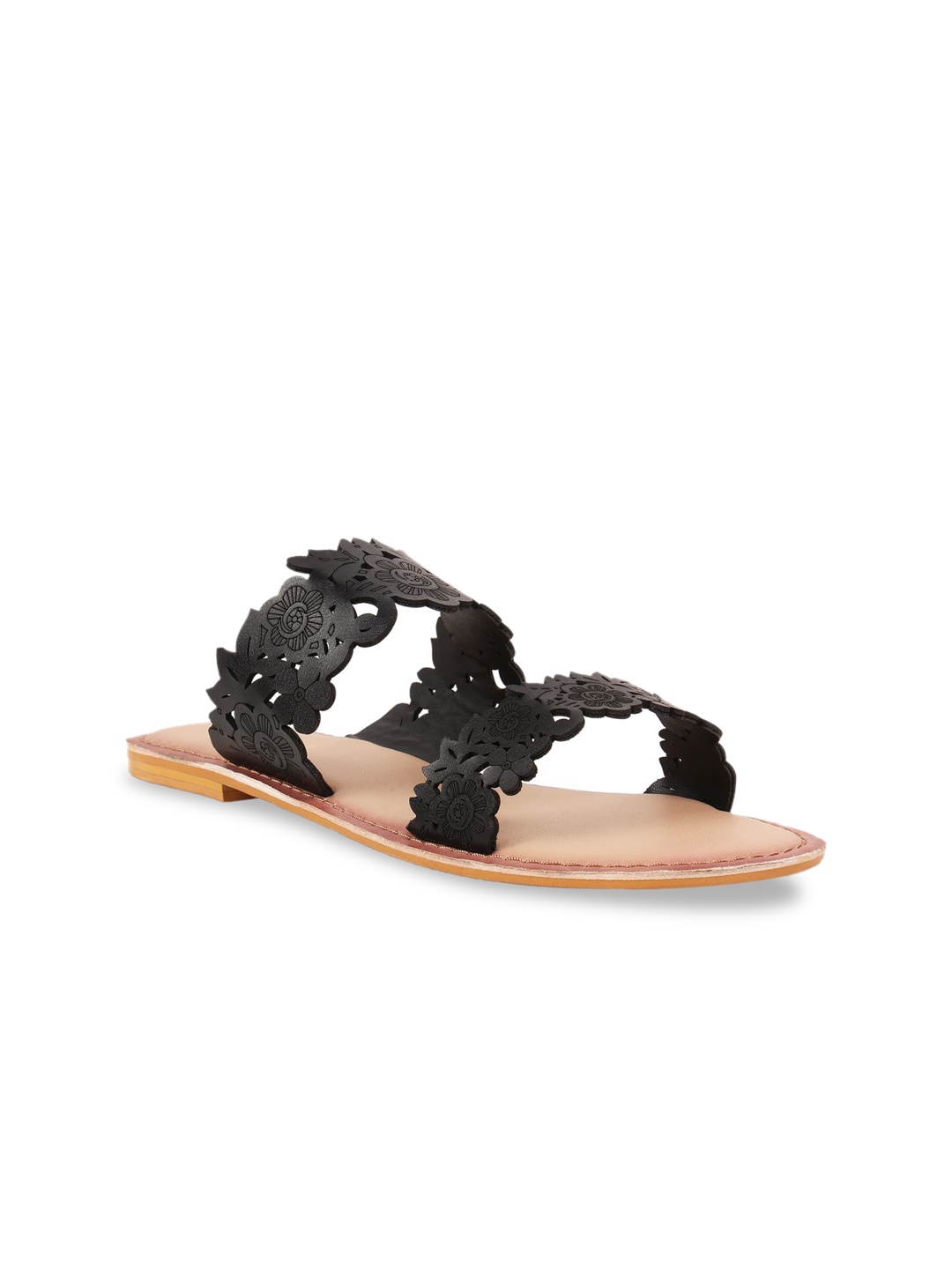 

Kenneth Cole Women Black Solid Leather Open Toe Flats
