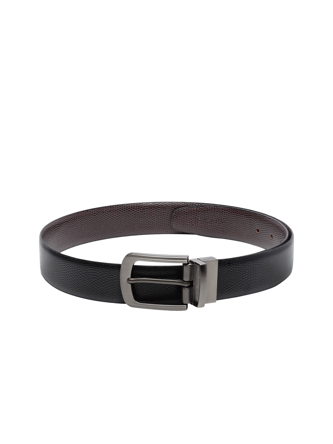 

amicraft Men Black & Coffee Brown Snakeskin Textured Reversible Belt
