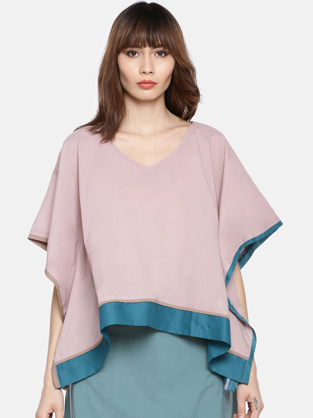 

GRASS by Gitika Goyal Women Mauve Solid Kaftan Top