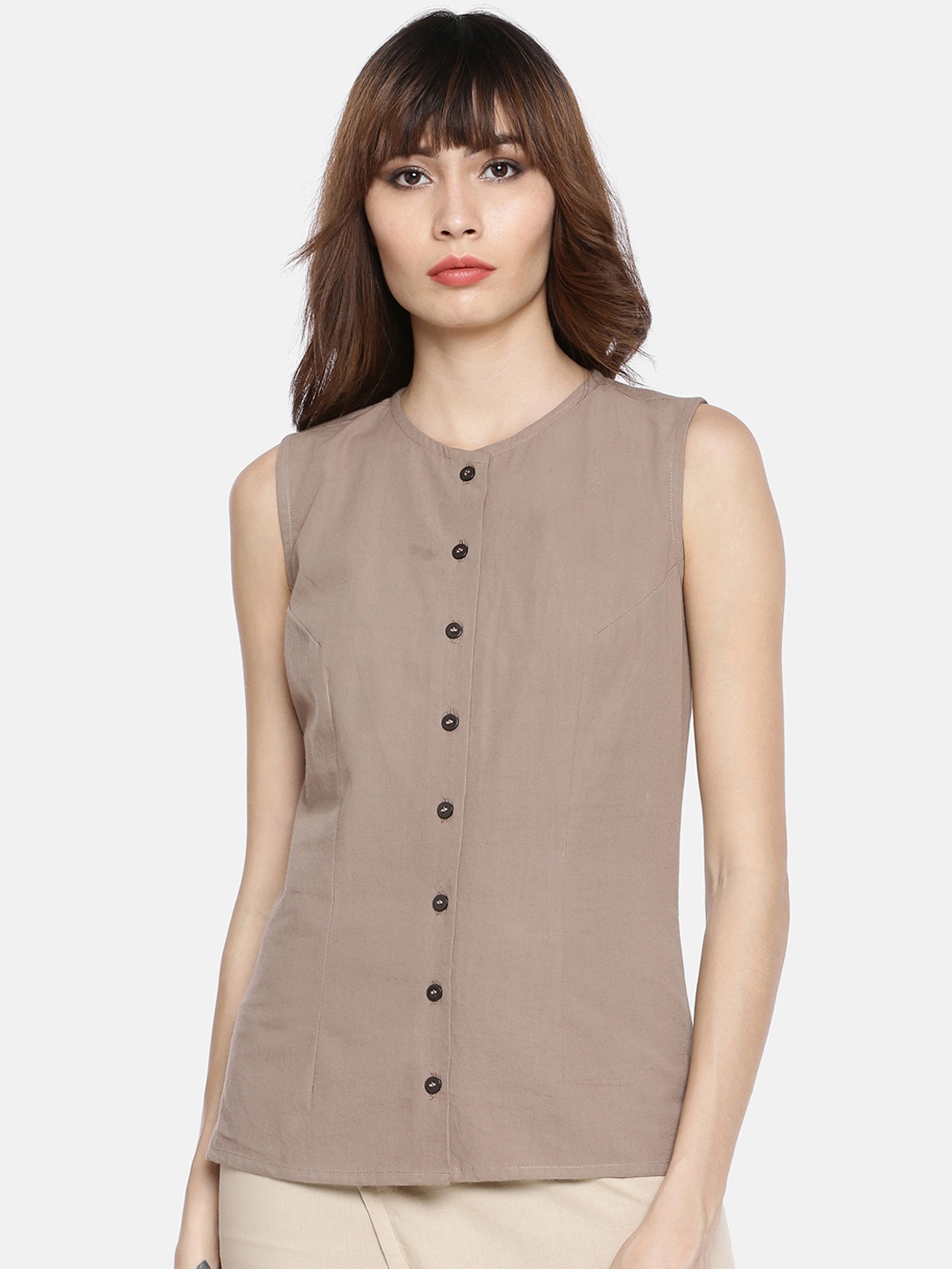 

GRASS by Gitika Goyal Women Brown Solid Top