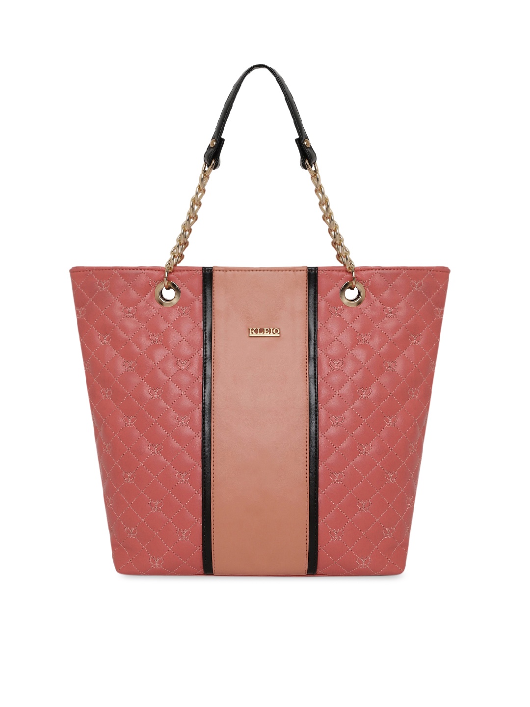 

KLEIO Dual color Quilted Tote Bag, Peach