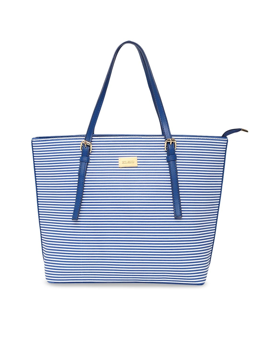 

KLEIO Striped Vegan Tote Bag, Blue