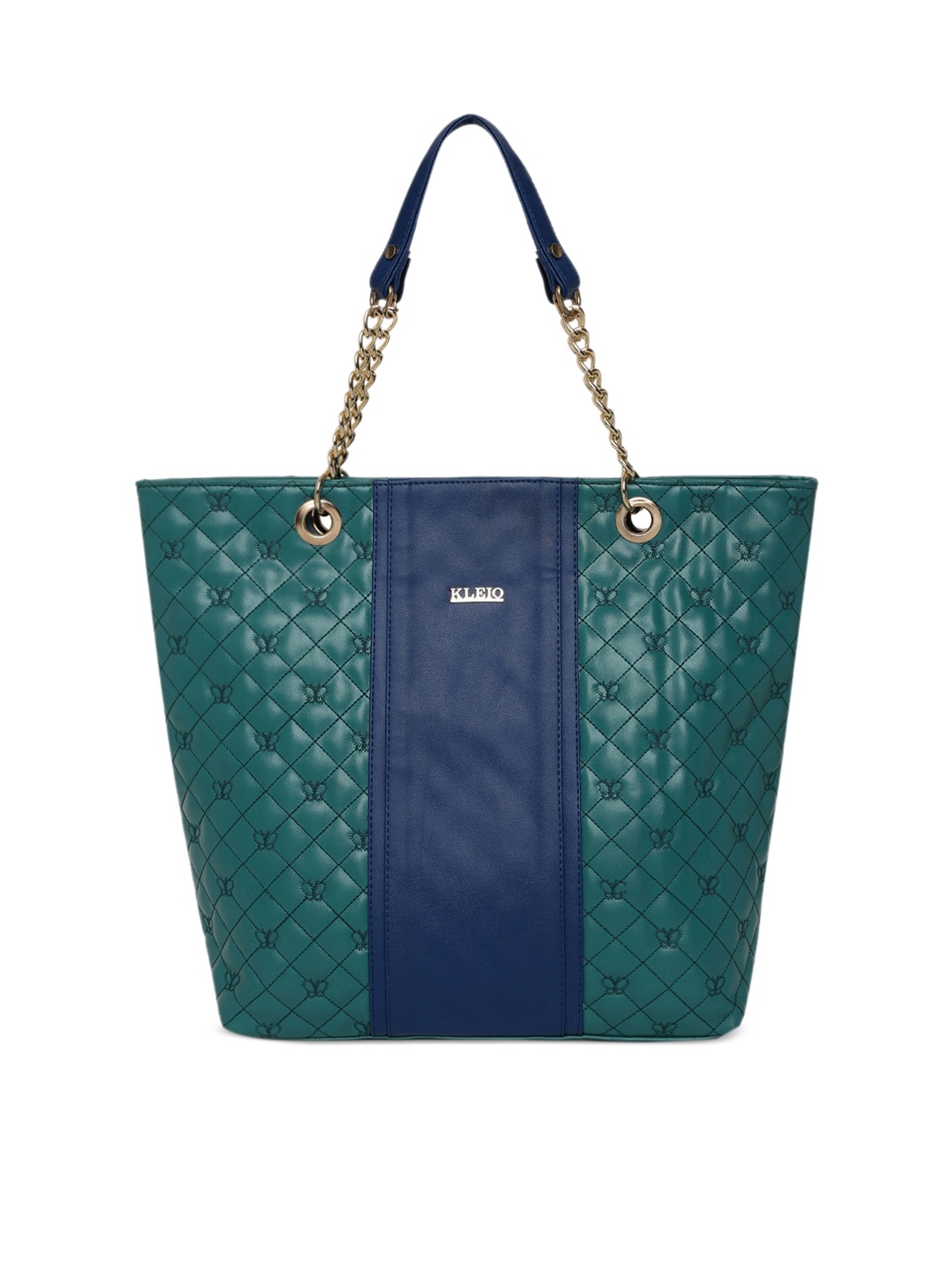 

KLEIO Colourblocked Quilted Tote Bag, Green