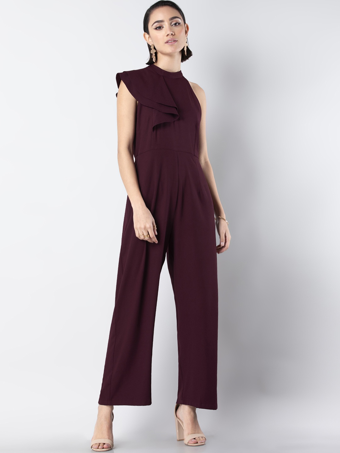 

FabAlley Women Maroon Layered Detail Basic Jumpsuit