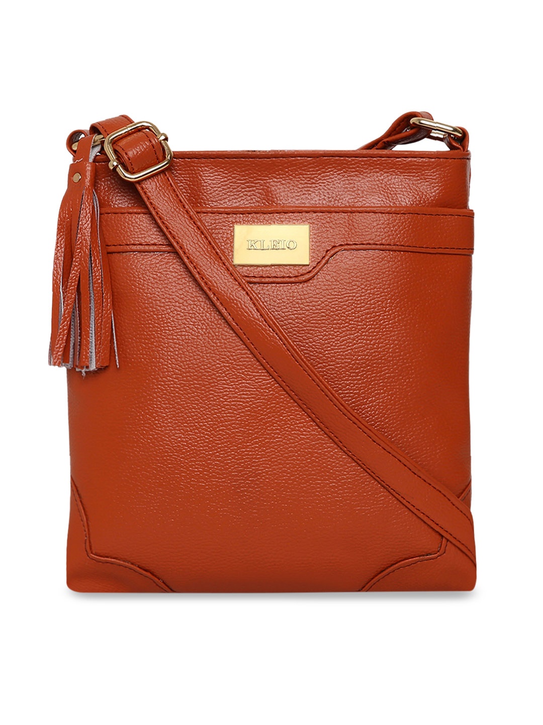 

KLEIO Tan Solid Multi Compartment Sling Cross Body Bag