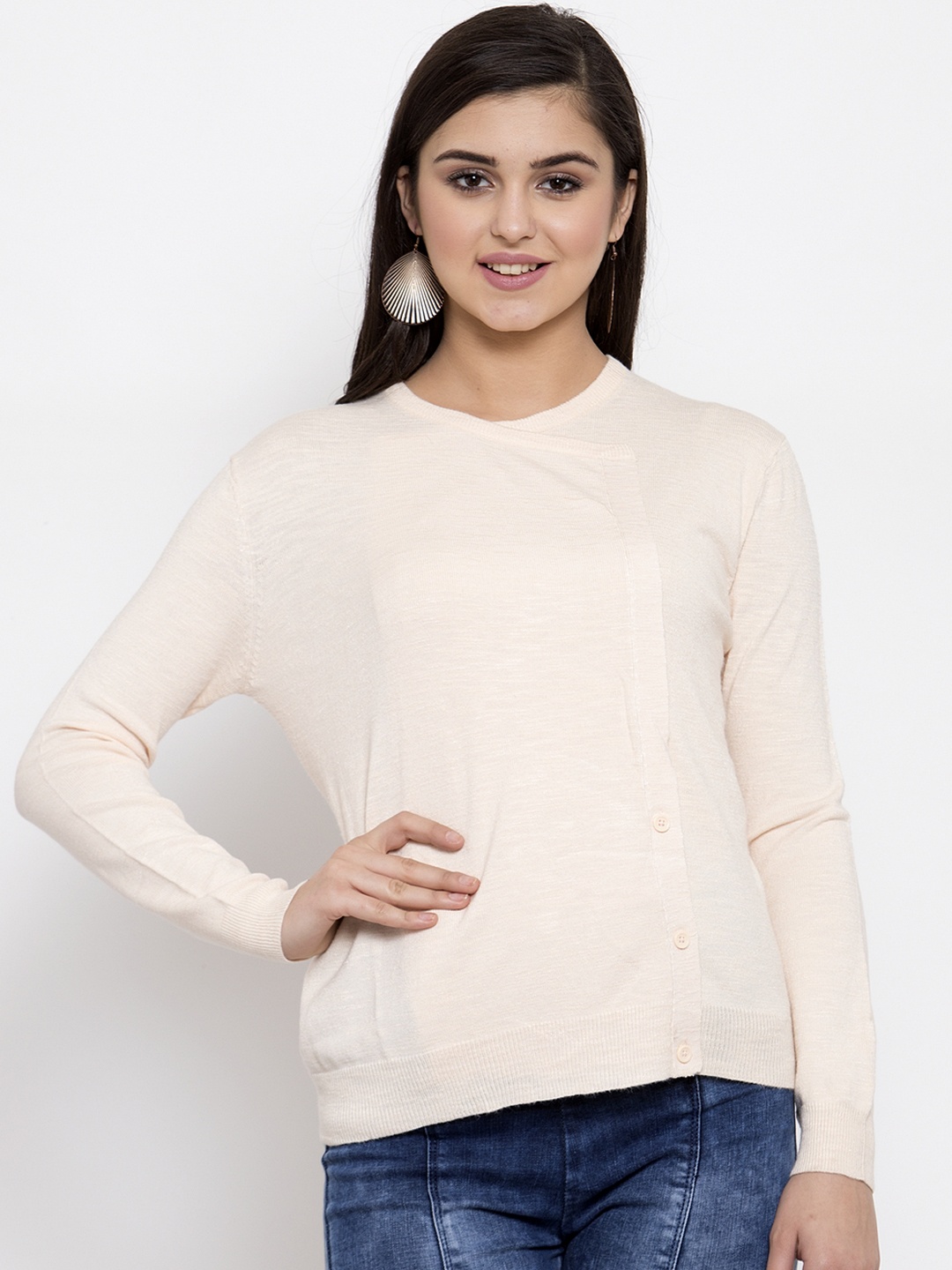 

KLOTTHE Women Peach-Coloured Solid Pullover