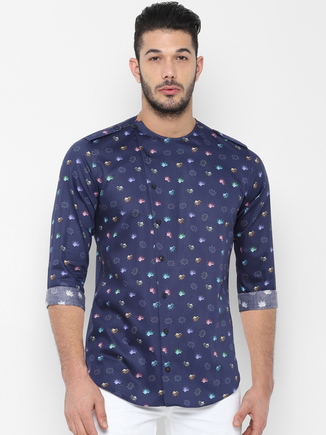 

SIMON CARTER LONDON Men Navy Blue Slim Fit Printed Casual Shirt