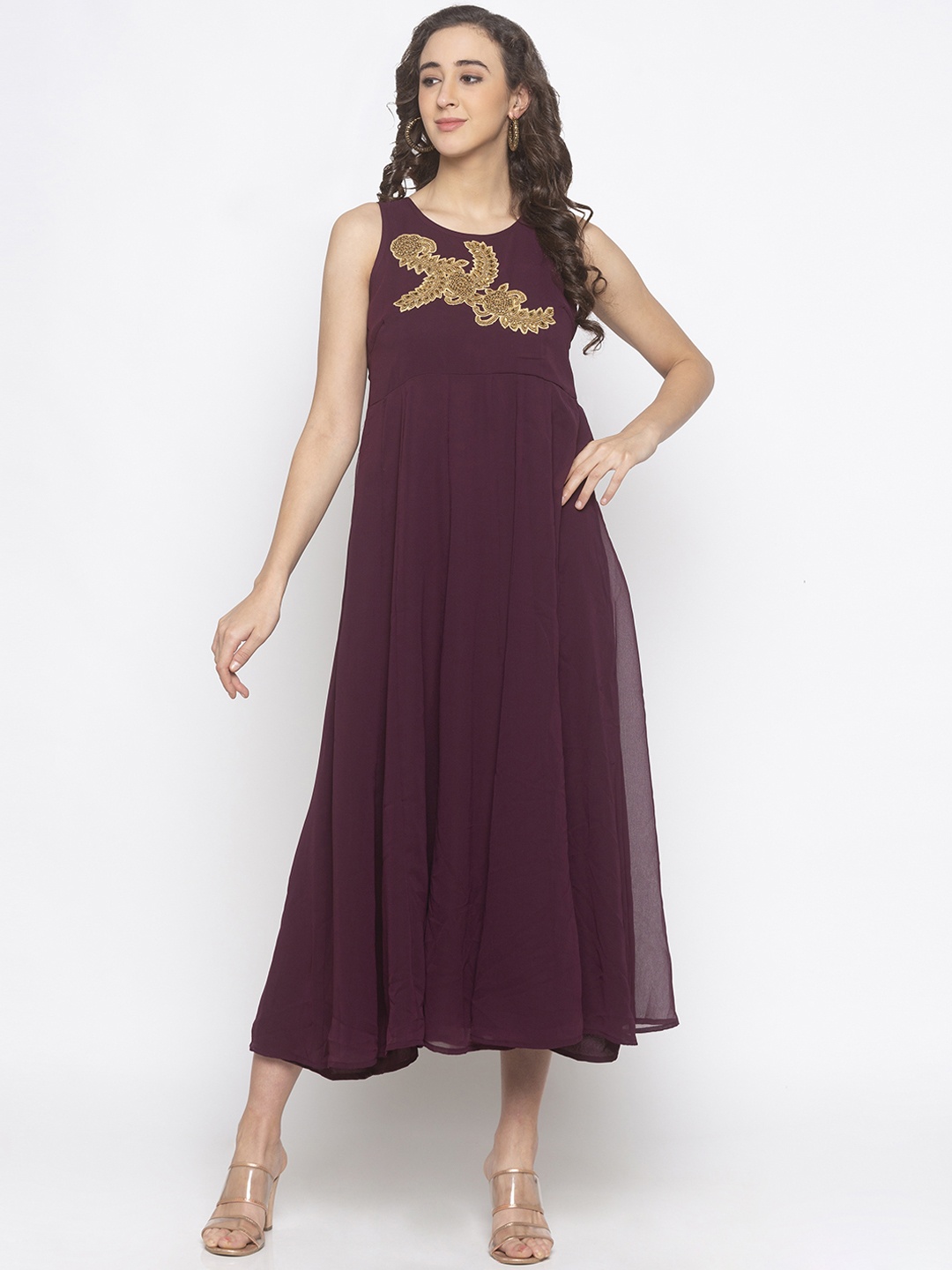

Globus Women Purple Embellished Fit and Flare Dress