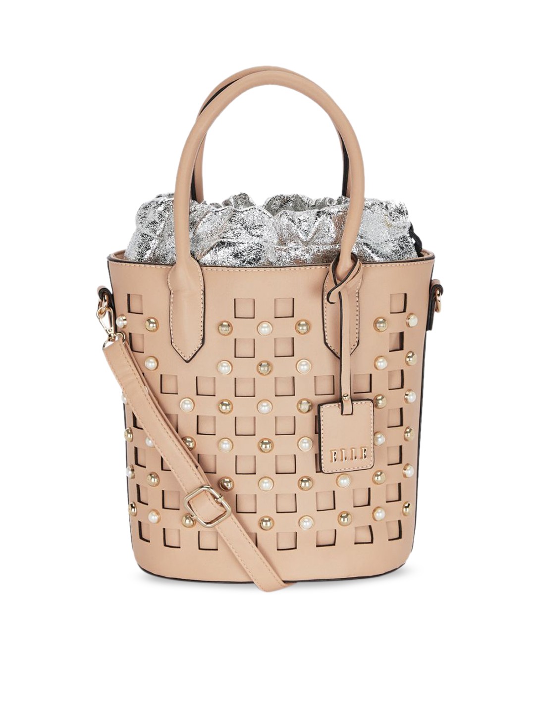 

ELLE Beige Embellished Tote Bag
