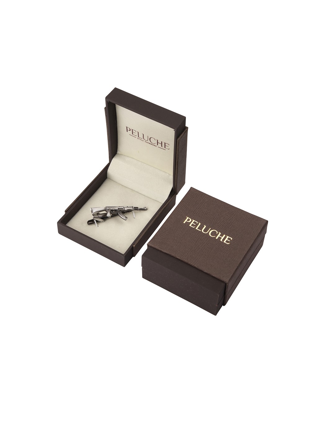 

PELUCHE Unisex Grey & Black Gun-Shaped The Gansta Tie pin
