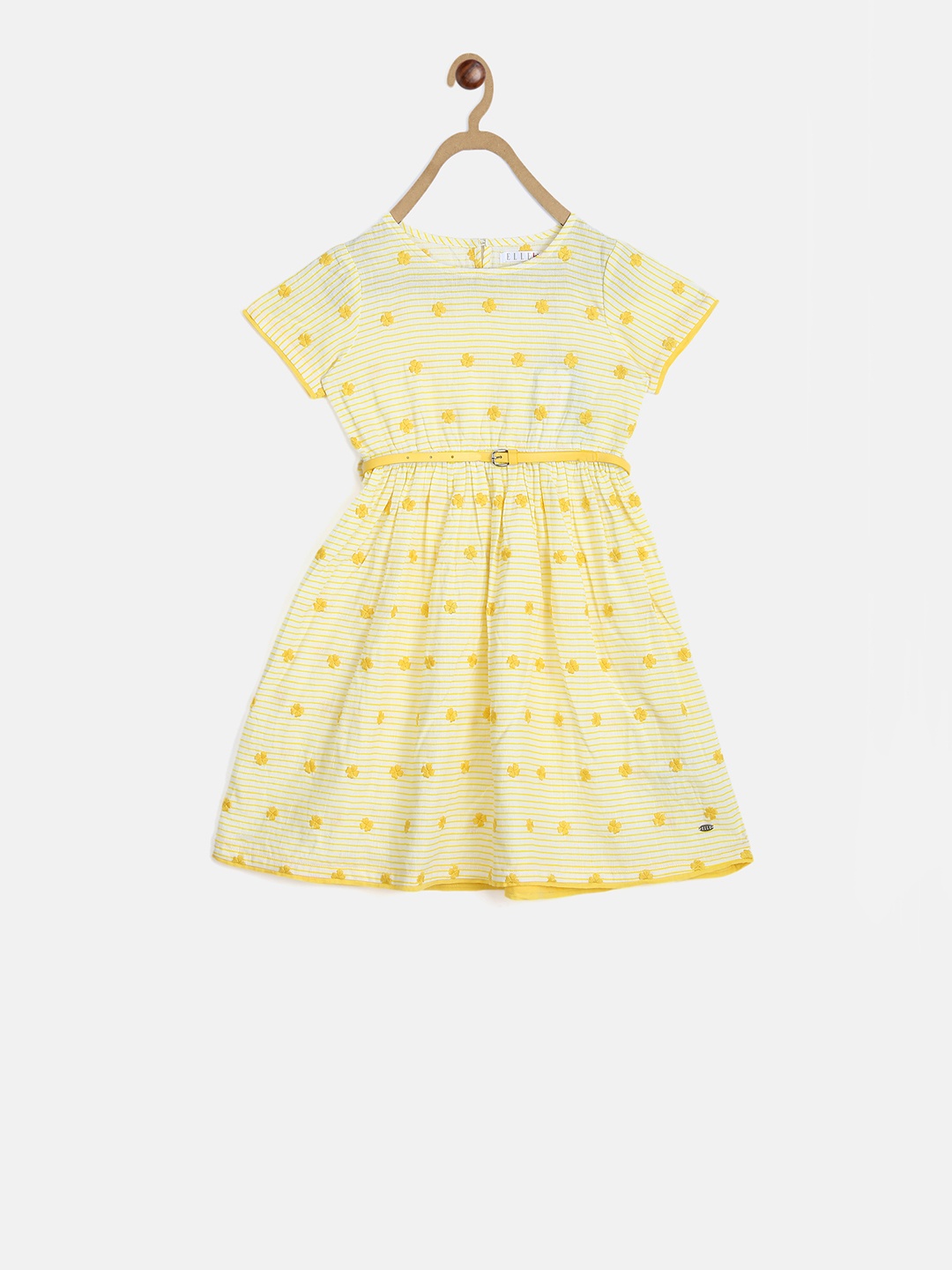 

ELLE Girls Yellow Striped A-Line Dress