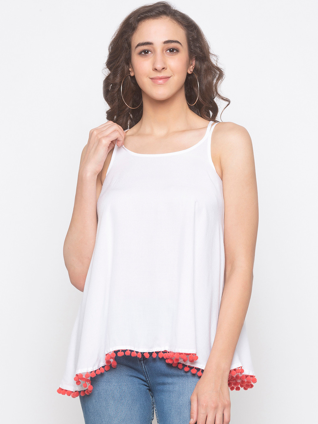 

Globus Women White Solid A-Line Top