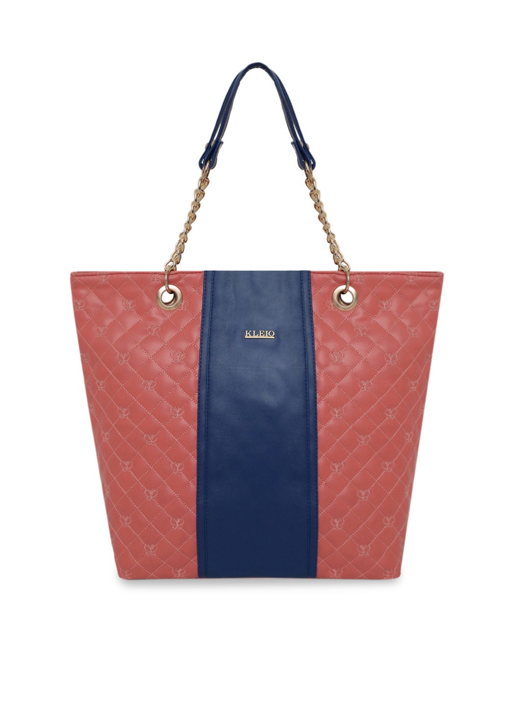 

KLEIO Dual color Quilted Tote Bag, Peach