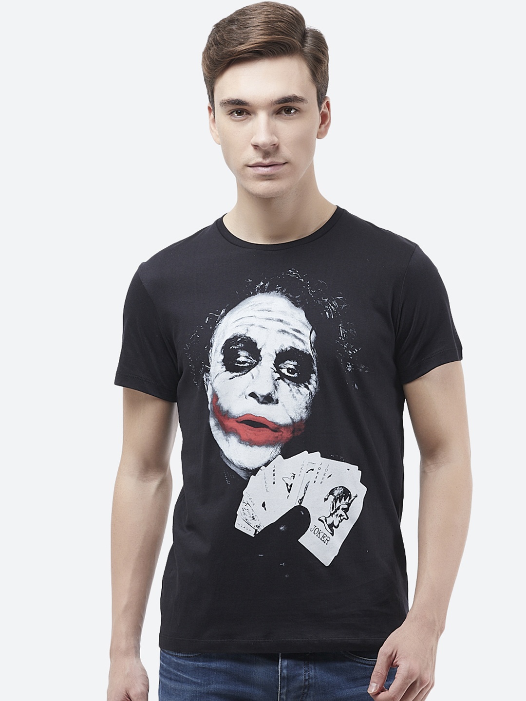 

Free Authority Men Black Joker Printed Round Neck T-Shirt