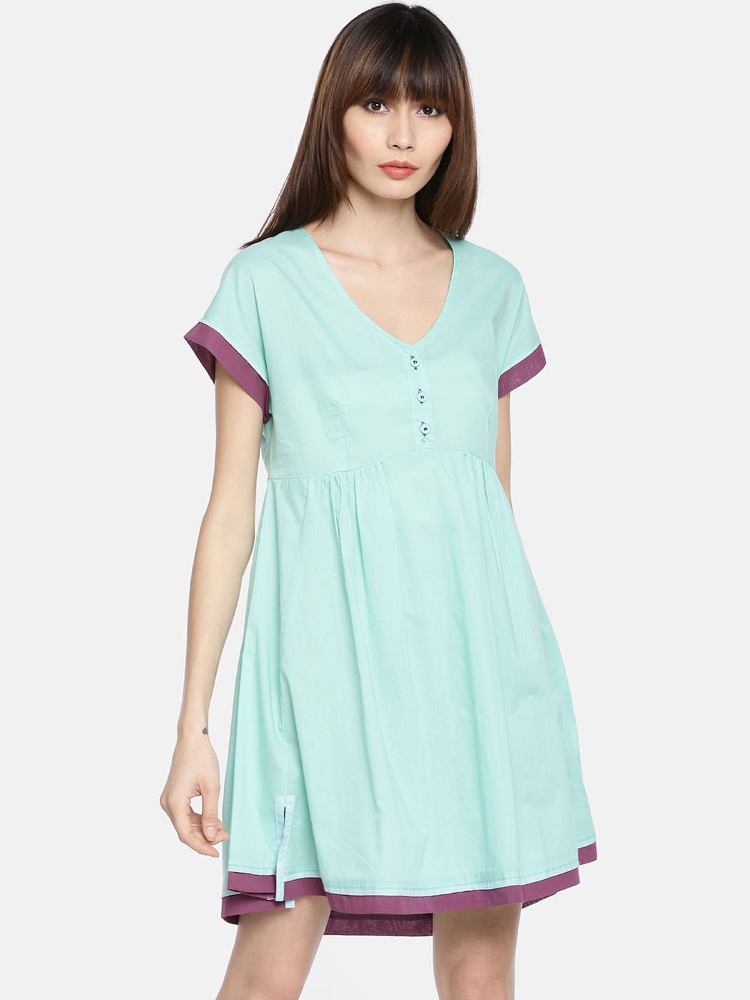 

GRASS by Gitika Goyal Women Green Solid A-Line Dress