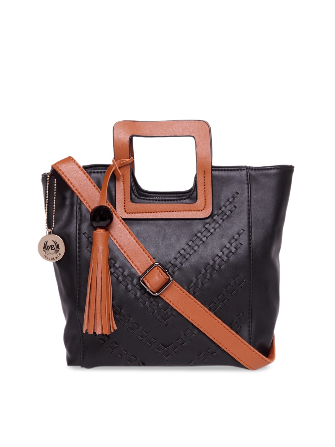 

Moedbuille Black Textured Handheld Bag