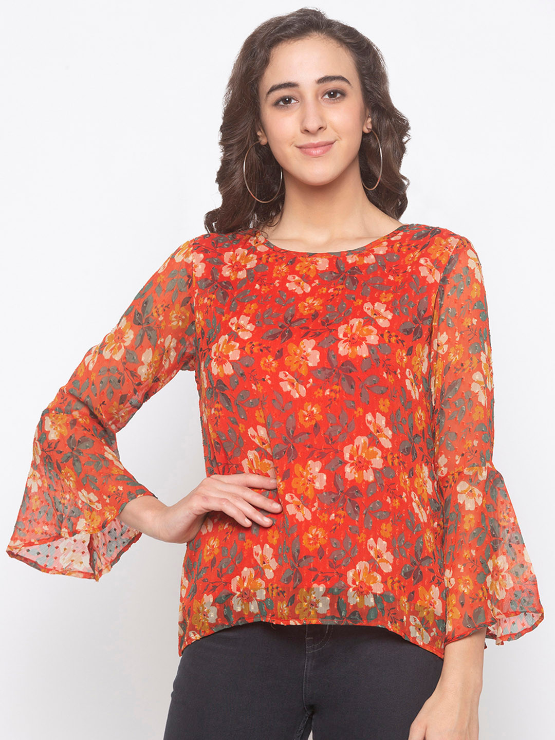 

Globus Women Coral Printed Top