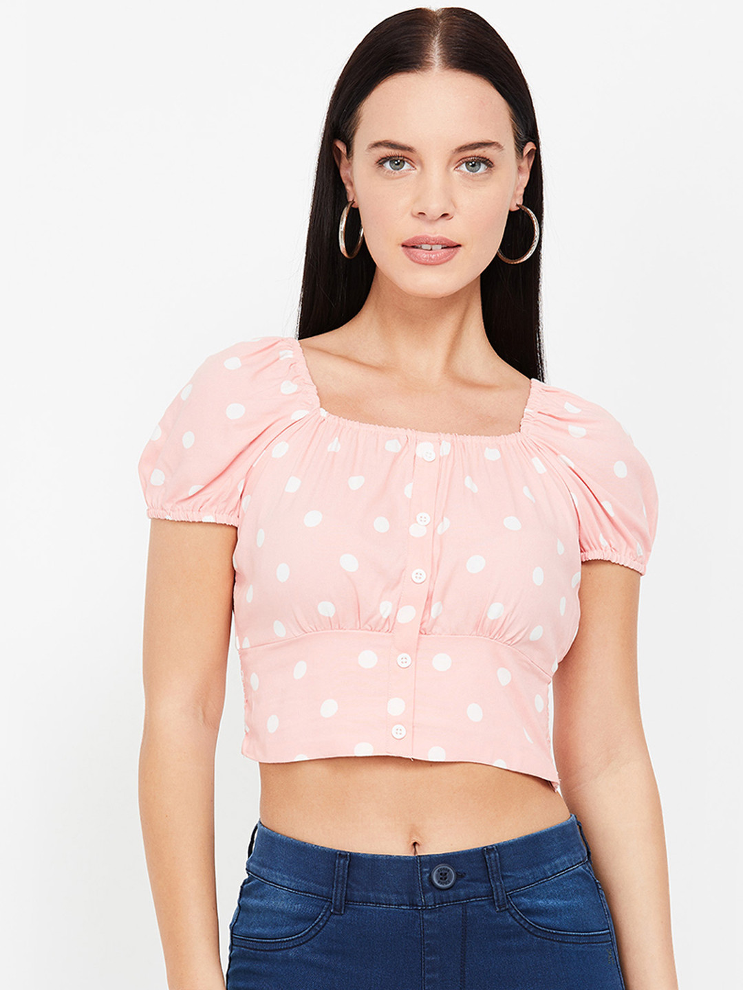 

Ginger by Lifestyle Women Pink Printed Blouson Top