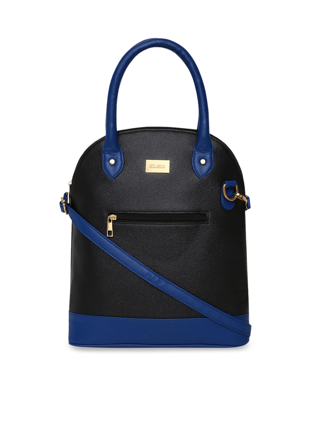 KLEIO Black & Blue Colourblocked Handheld Bag