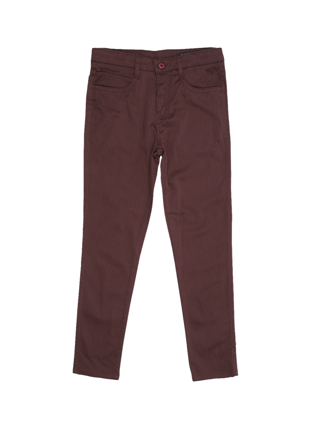 

Allen Solly Junior Boys Maroon Regular Fit Self Design Regular Trousers