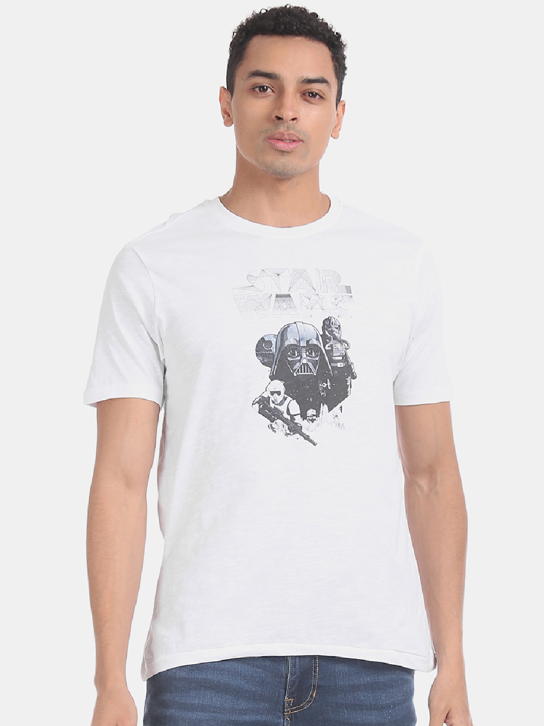 Colt Men White Printed Round Neck T-shirt