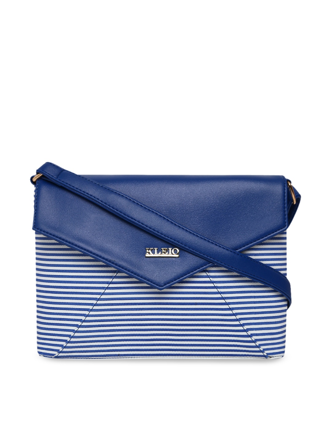 

KLEIO Blue Striped Envelope Sling Bag