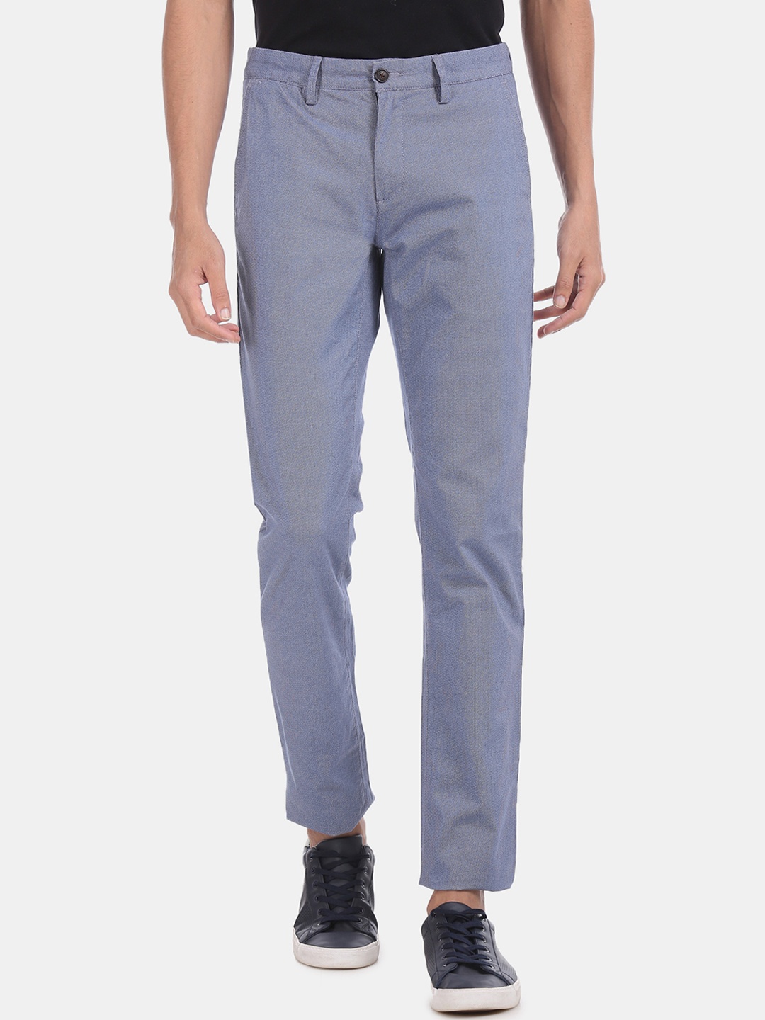 

Arrow Sport Men Blue Slim Fit Self Design Regular Trousers