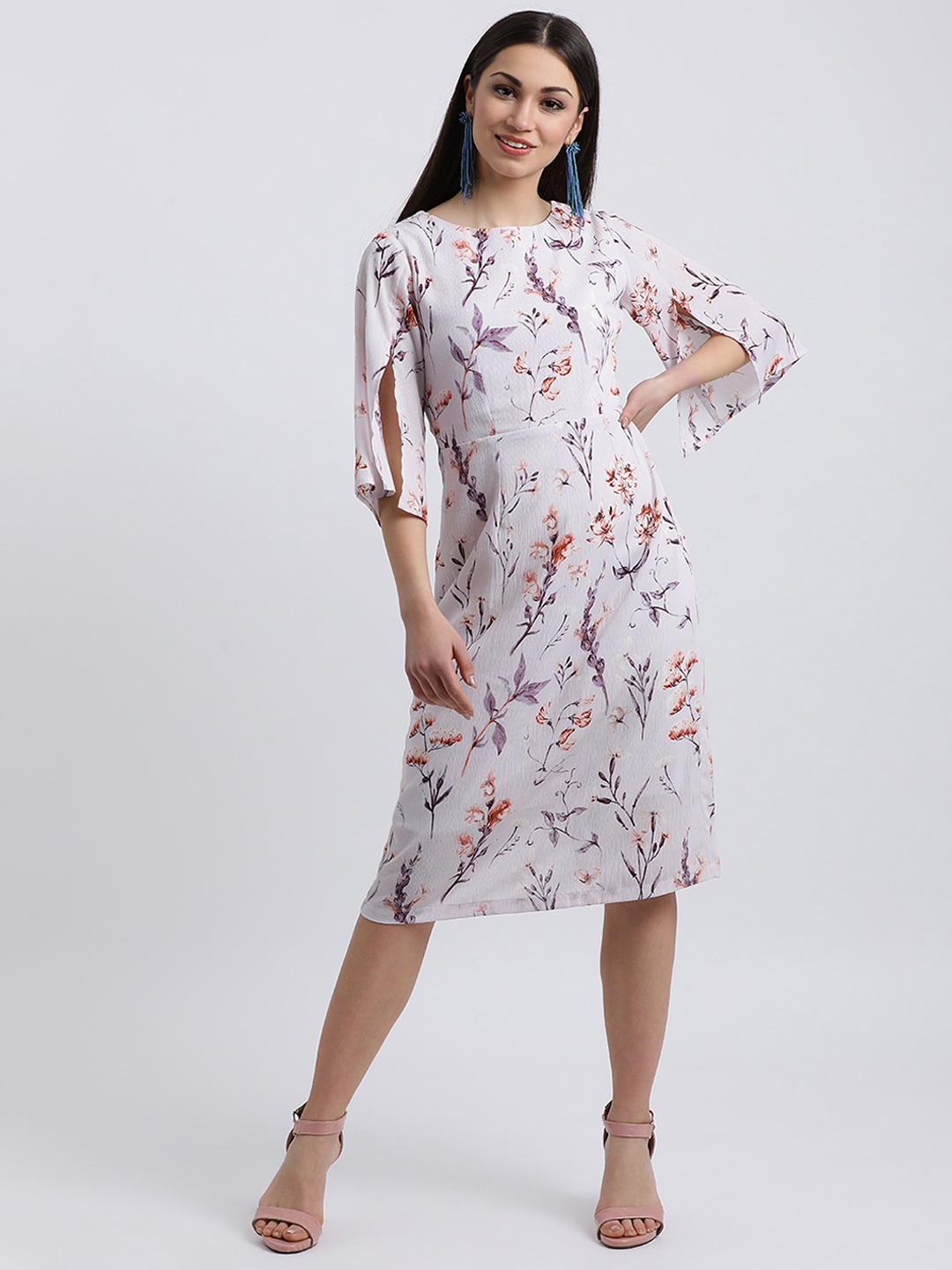 

Zink London Women Lavender Printed Fit and Flare Dress