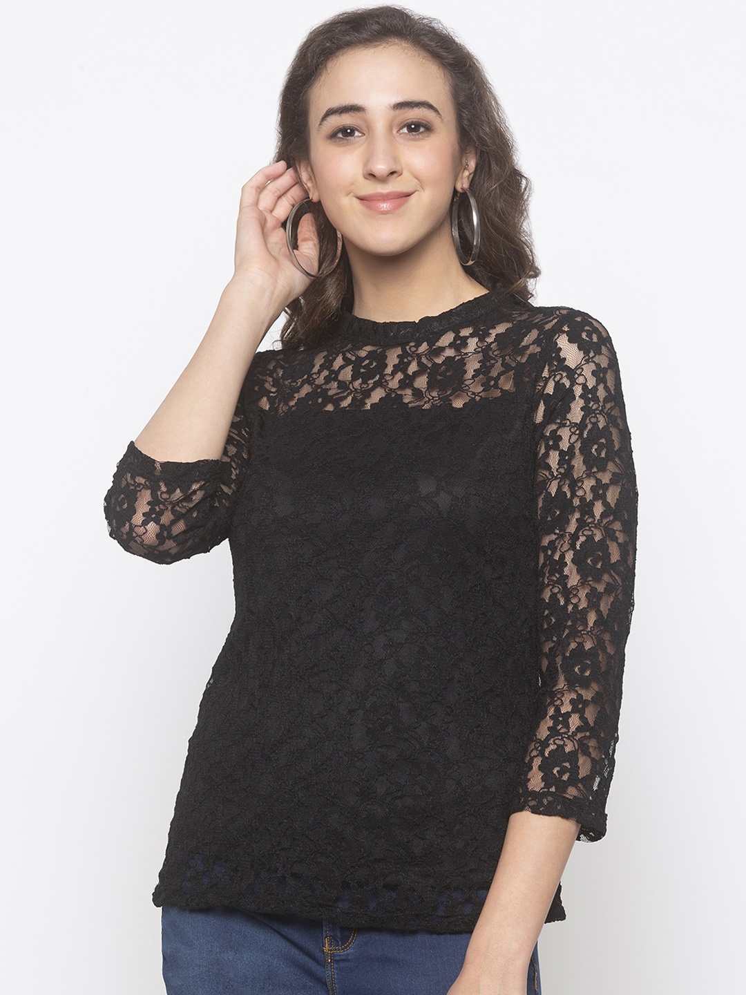 

Globus Women Black Self Design Top