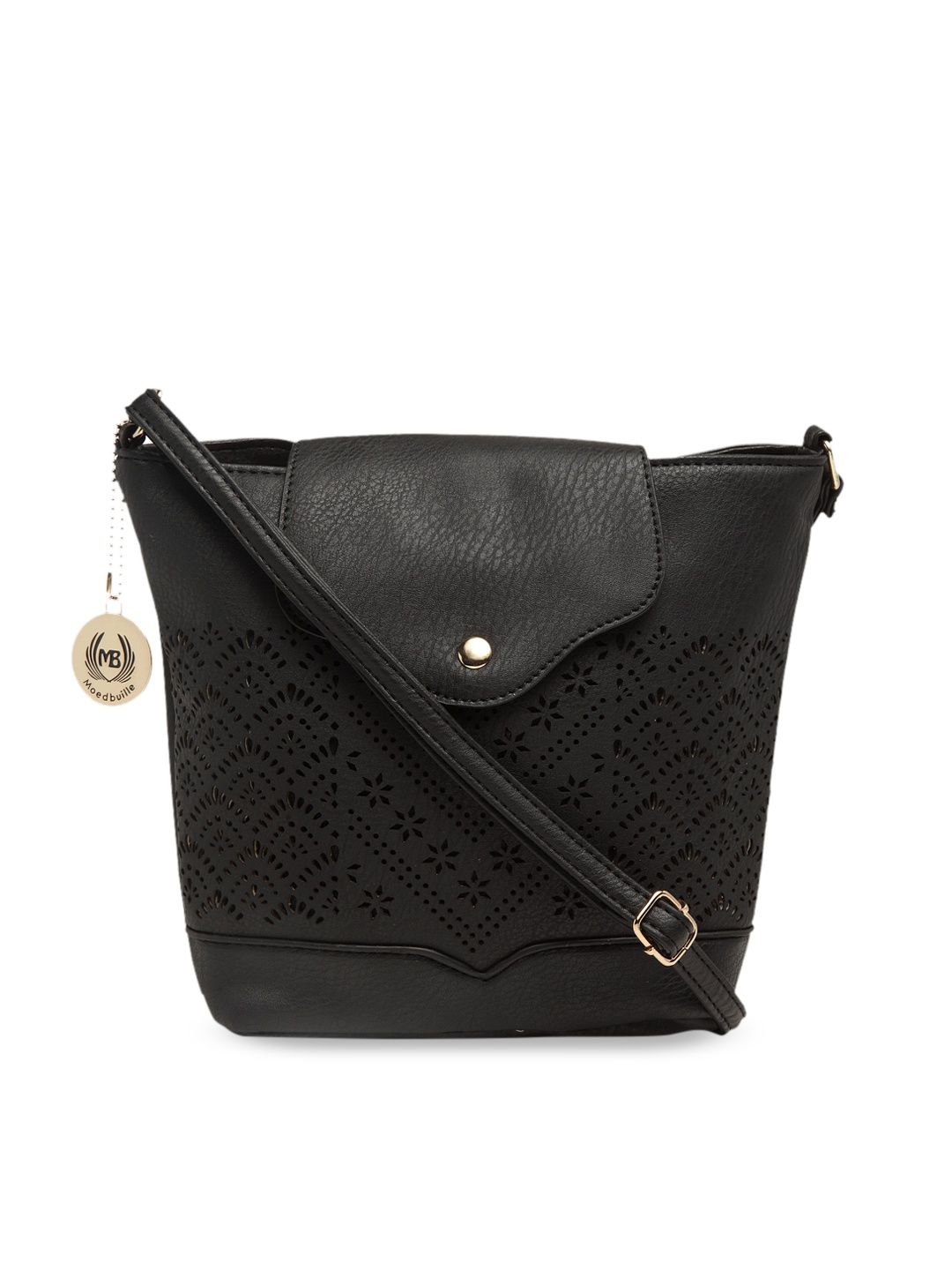

Moedbuille Black Textured Sling Bag