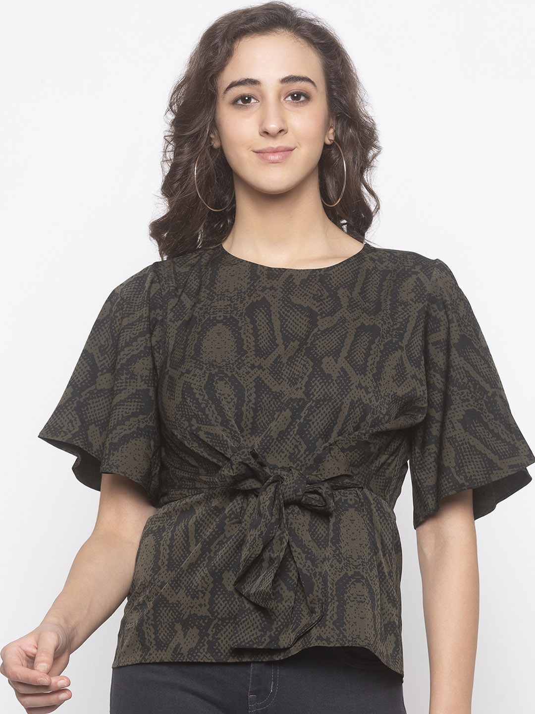 

Globus Women Olive Green Printed Top