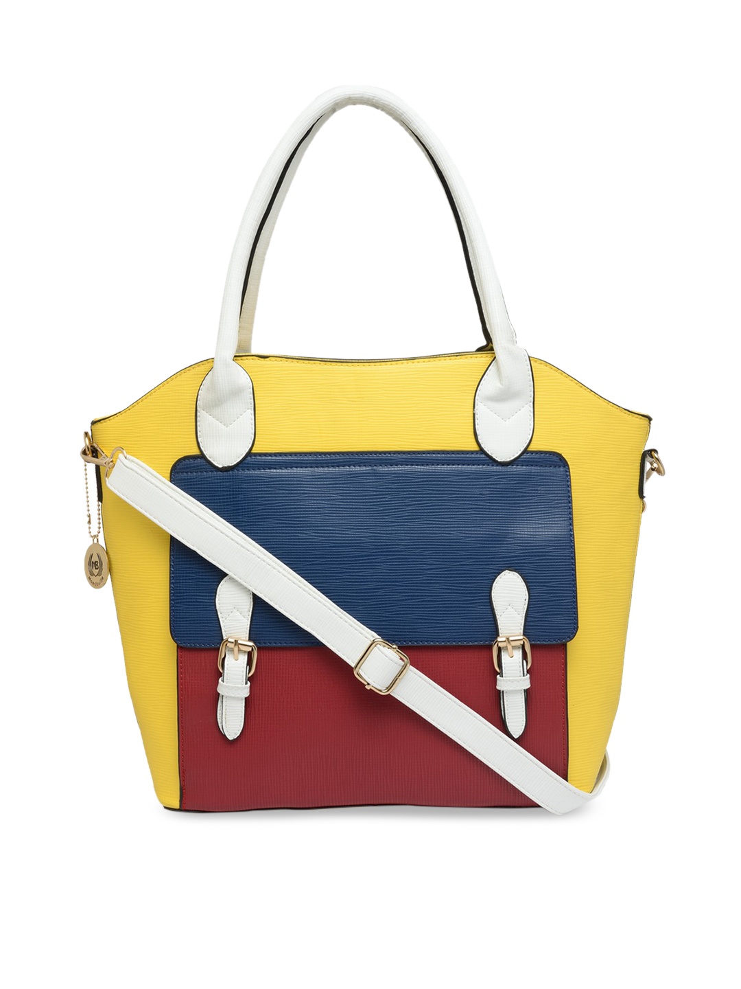 

Moedbuille Yellow & Blue Colourblocked Handheld Bag