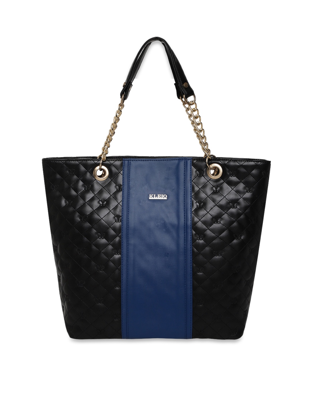 

KLEIO Colourblocked Quilted Tote Bag, Black