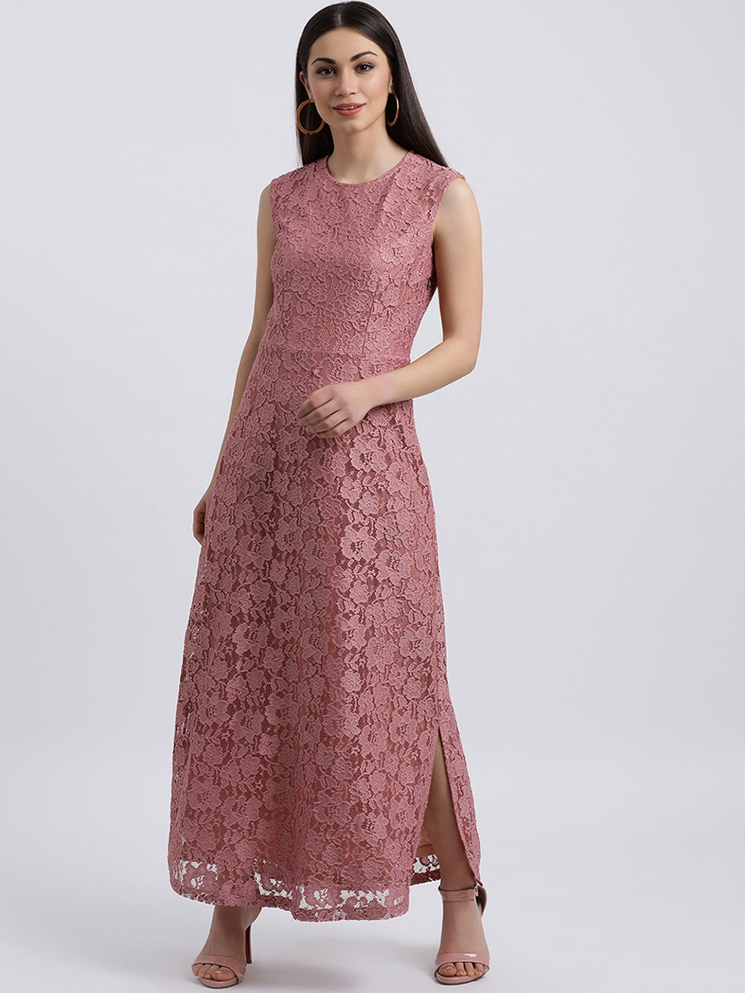 

Zink London Women Pink Self Design Maxi Dress