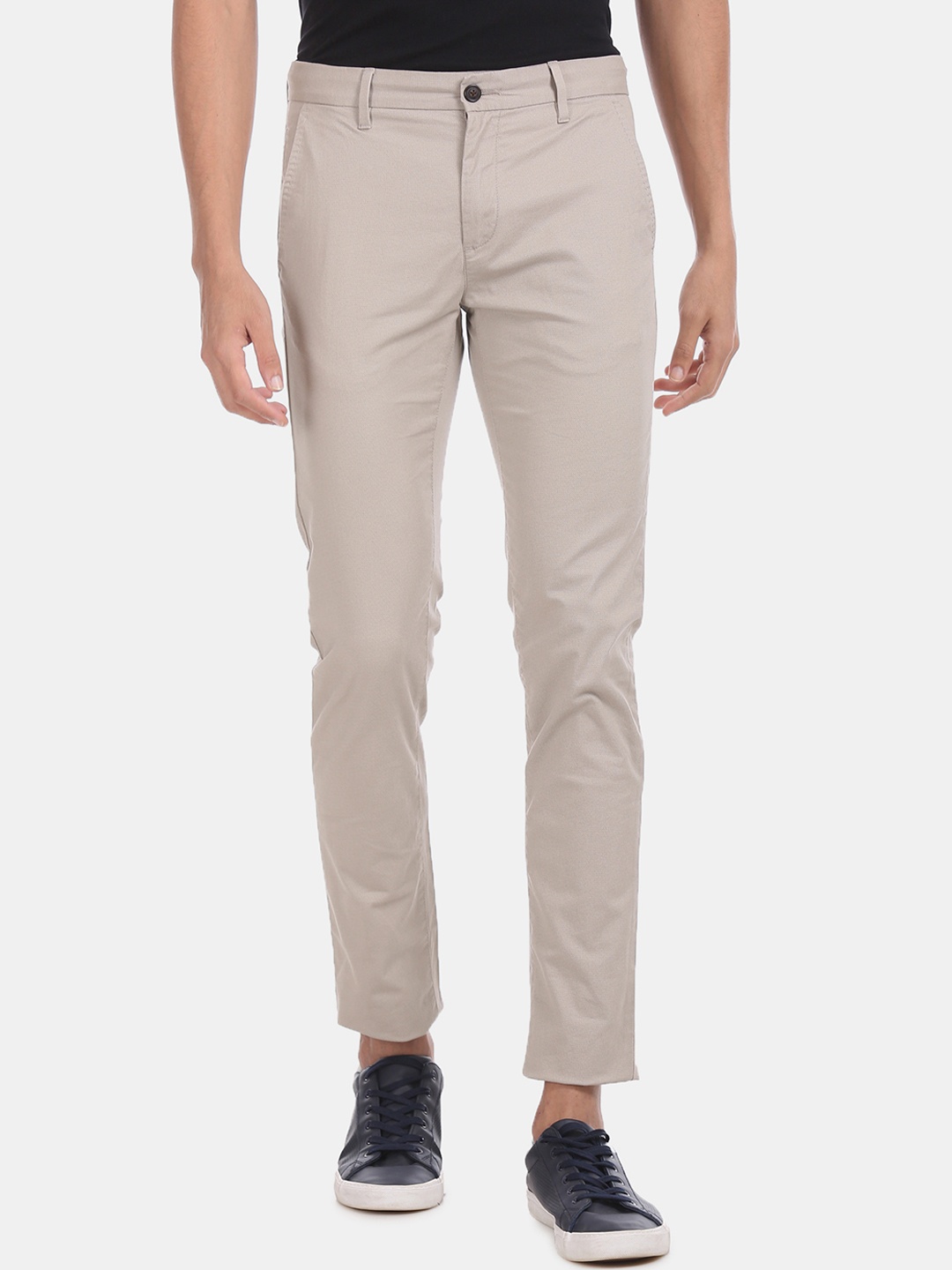 

Arrow Sport Men Beige Skinny Fit Self Design Regular Trousers