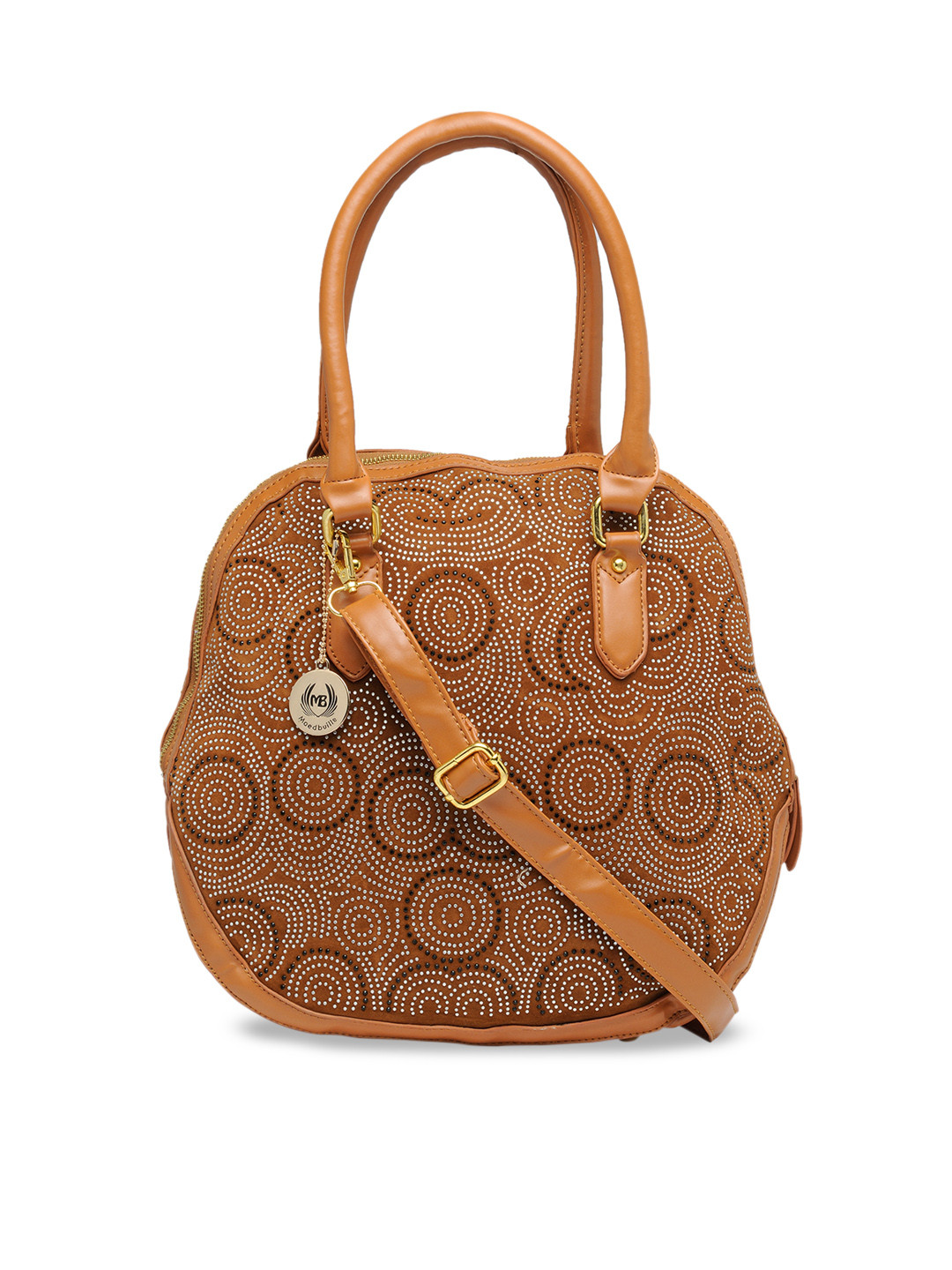 

Moedbuille Tan Brown Embellished Handheld Bag