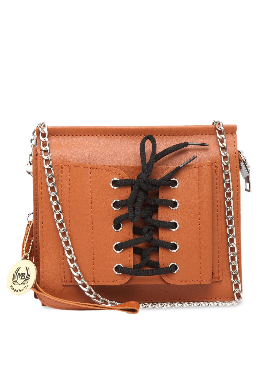 

Moedbuille Tan Brown Solid Sling Bag