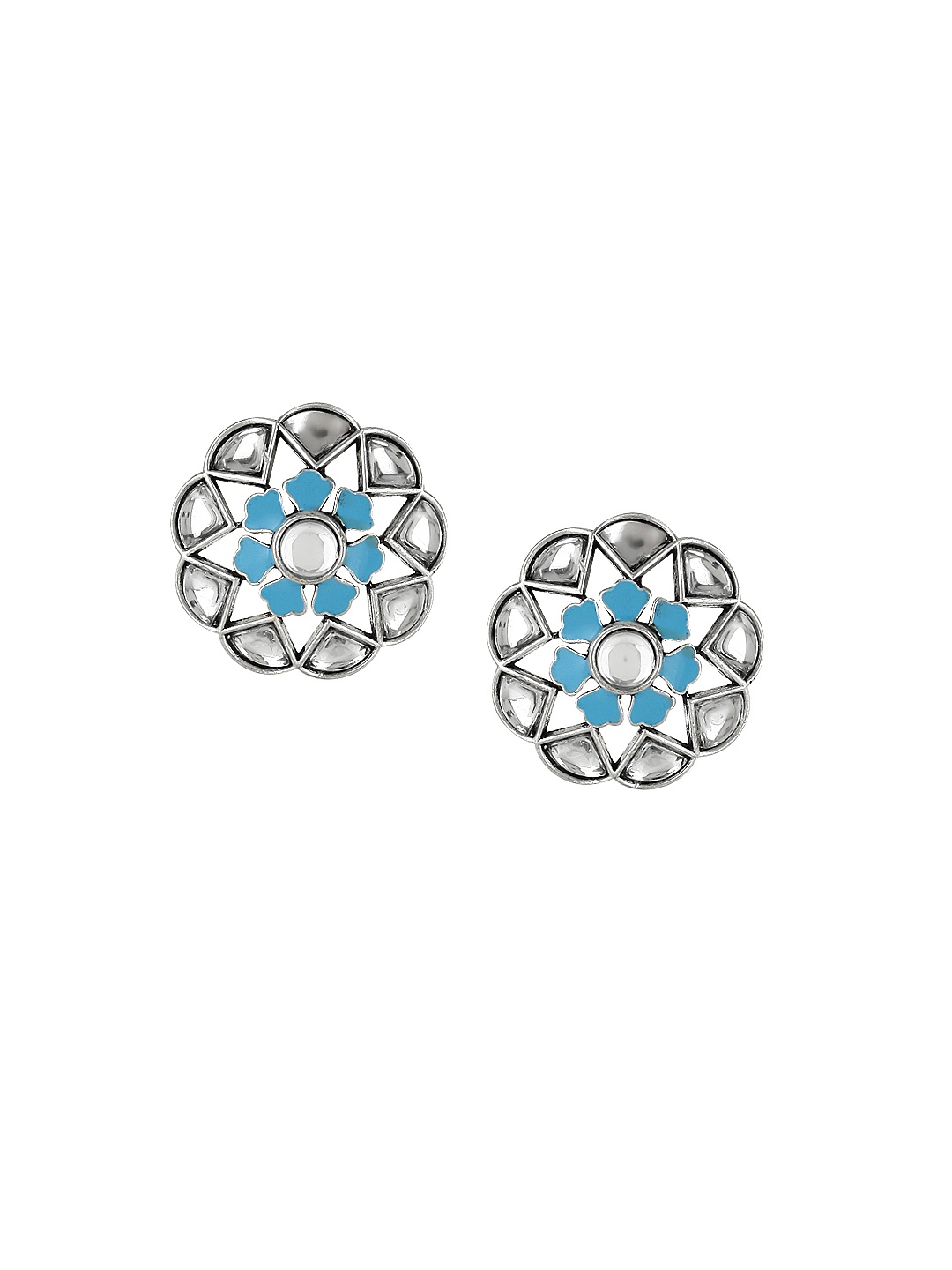 

Adwitiya Collection Silver Plated Oxidised Studs