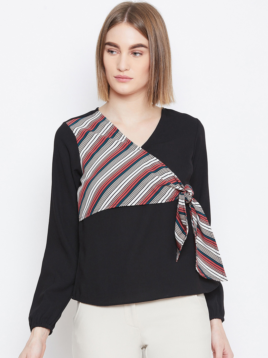 

Imfashini Women Black Striped Top