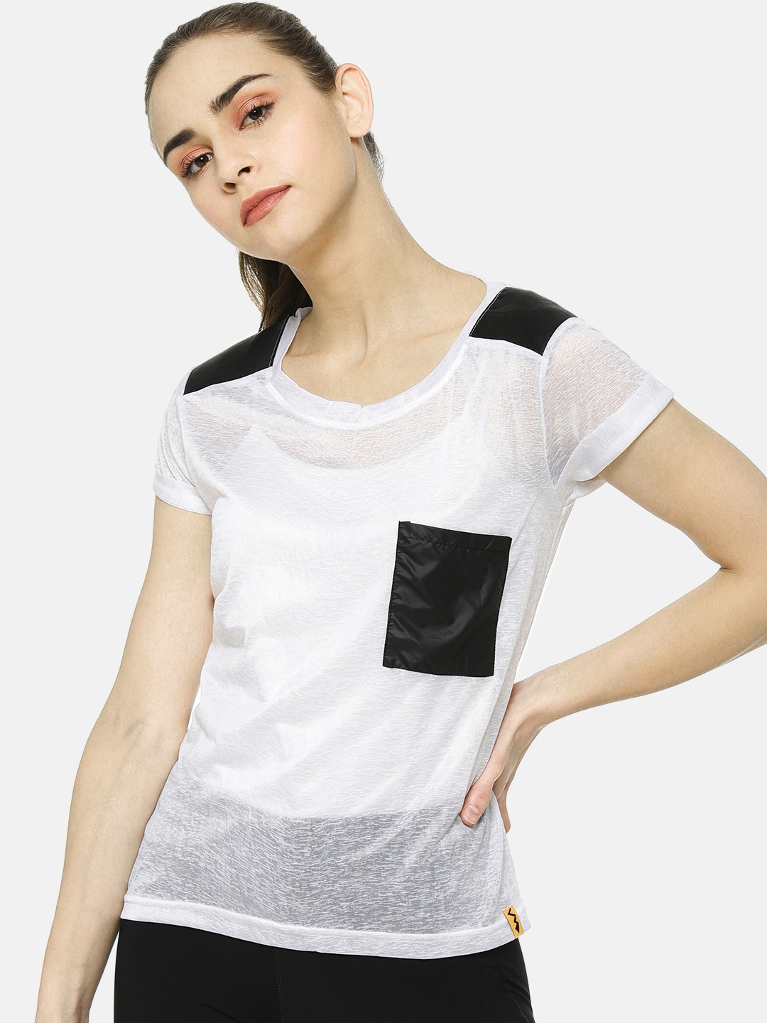 

Campus Sutra Women White Colourblocked Top